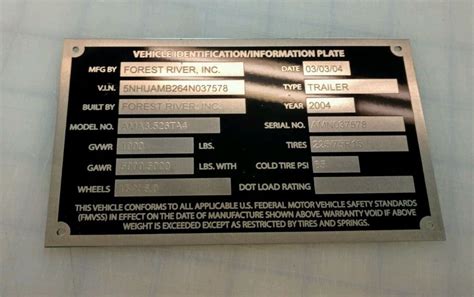 Custom Engraved Large 9 Line Trailer Identification Data Plate Etsy