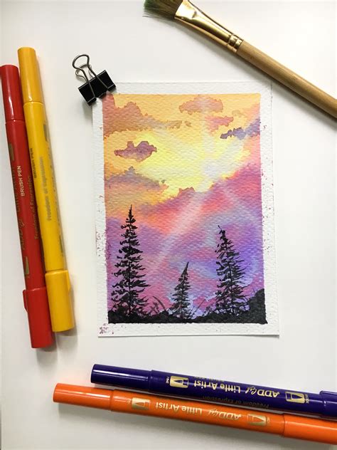 Sun Rays Painting Pen And Watercolor Brush Pen Art Pen Art