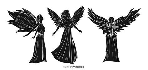 Angel Detailed Silhouette Set Vector Download