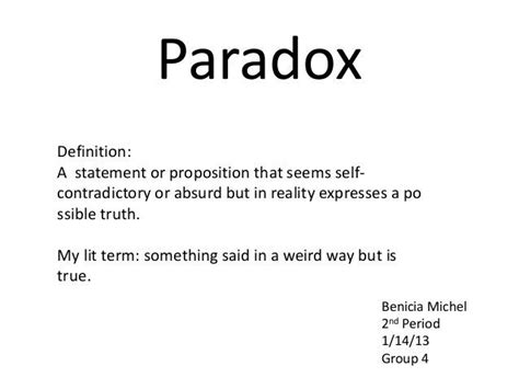 Paradox Paradox Reality Literary Devices