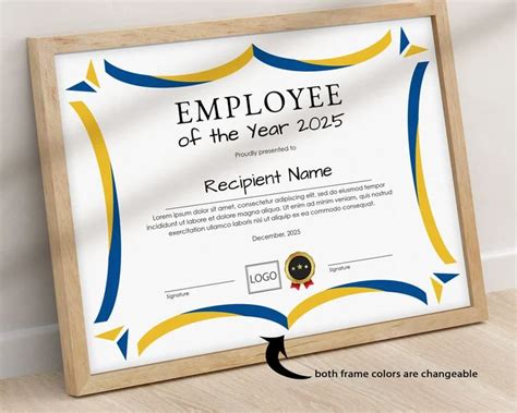 Employee Of The Year Editable Printable Employee T Award Etsy