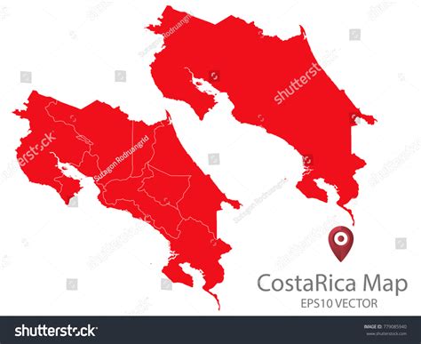 Couple Set Mapred Map Costa Ricavector Stock Vector Royalty Free