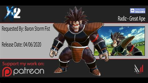 Only thanks to him, you can experience what is happening in the same animated series on your own experience. Dragon Ball Xenoverse 2 - Radiz (Great Ape) (Showcase) MOD ...