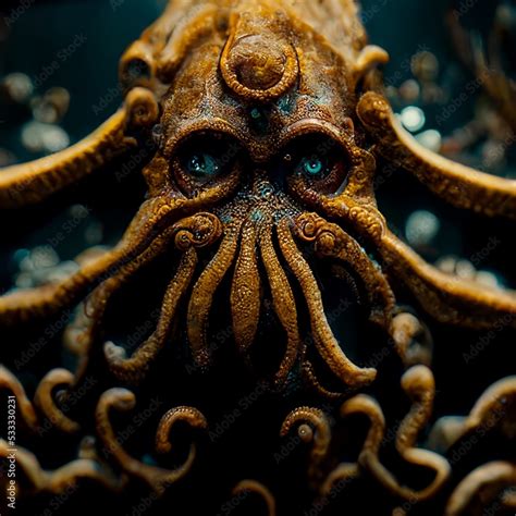Kraken Scary Giant Squid Octopus With Dark Eyes Sea Giant Ocean