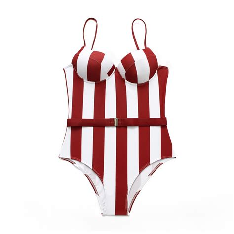 2018 Classic Stripe Bikinis Tight Skinny Women Swimwear High Waist