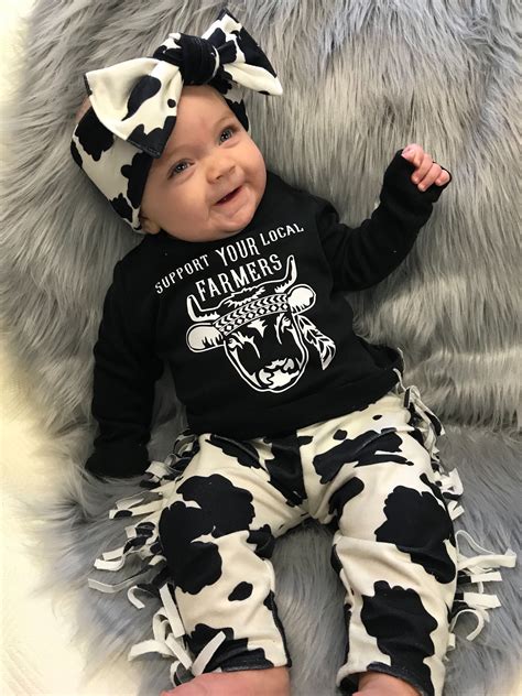 Country Baby Cow Outfit Cute Baby Clothes Baby Girl Etsy Western