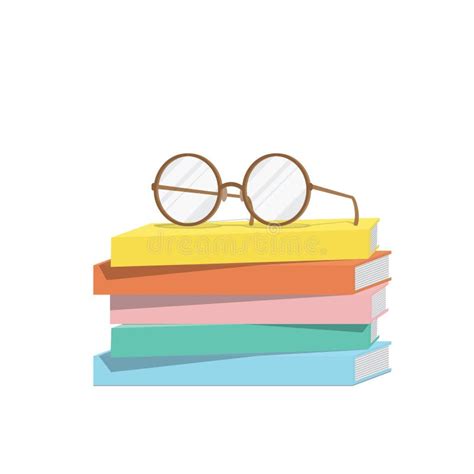Eyeglasses On Top Stack Books Vector Stock Vector Illustration Of Colorful Library 72761849