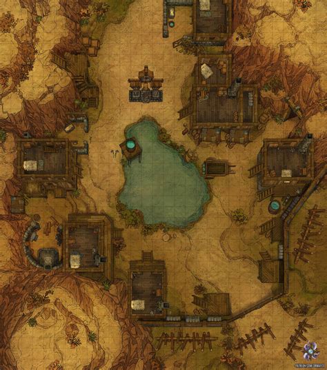 Oc Art Desert Village Battle Map 30x34 Rdnd