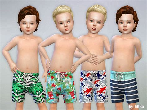 Lillkas Toddler Bathing Shorts P02 Sims 4 Toddler Sims 4 Cc Kids