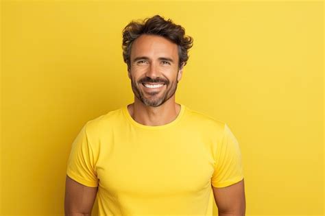 Premium Ai Image A Man In A Yellow Shirt