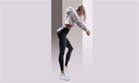 Hugos Ass Leggings Fitness Model Sport Dumbbells Back Kneeling