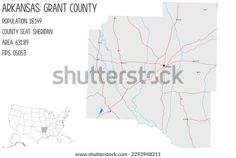 Large Detailed Map Grant County Arkansas Stock Vector Royalty Free