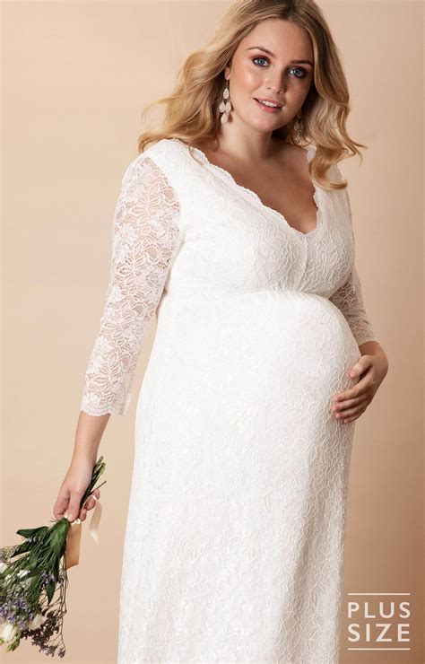 Chloe Lace Plus Size Maternity Wedding Gown Ivory Maternity Wedding