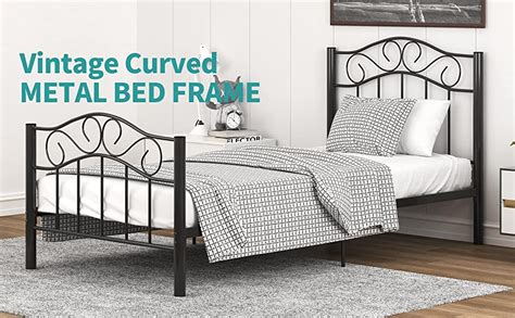 Mecor Twin Xl Curved Metal Bed Frame Princess Black