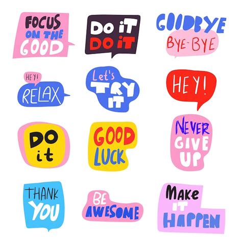 Premium Vector Stickers With Inspirational Phrases Hand Lettering