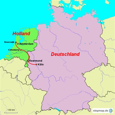 Die niederlande sind ein land im westen von europa. StepMap - Deutschland, Holland 2012 - Landkarte für ...