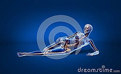 Laying Woman With Bone Skeleton Stock Photography Image