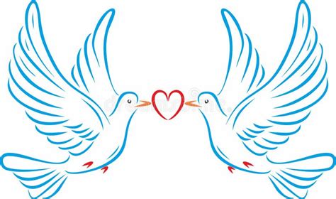 Vector Colored Two Doves With A Heart Love Of Two Birds Stock Vector