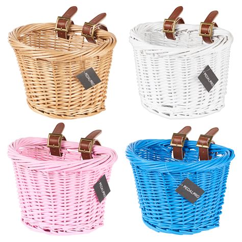 Pedalpro Childrens Wicker Bicycle Shopping Basket For Kids Boys Girls