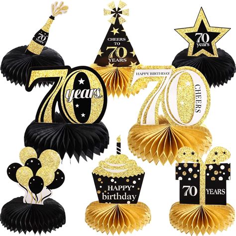 8 Pieces 70th Birthday Honeycomb Centerpieces Table Toppers