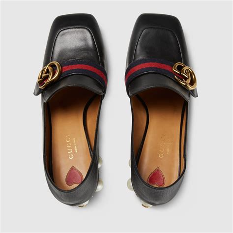 Leather Mid Heel Loafer Gucci Womens Pumps 425943cqxm01061