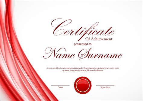 Red Styles Certificate Template Vector 01 Free Download