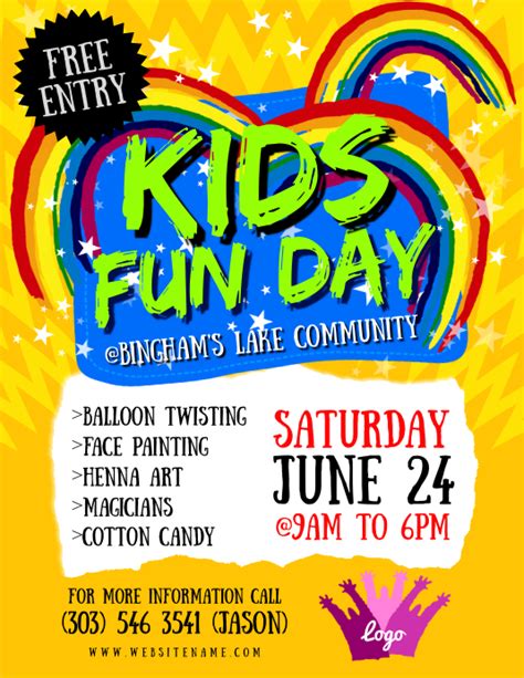 Kids Fun Day Flyer Template Postermywall