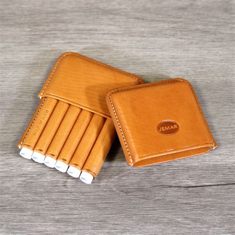 Jemar Leather Cigarillo Case 6 Finger Natural Tan