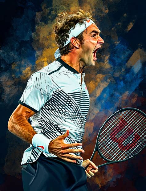 Roger Federer Wins Australian Open 2017 Digital Artwork Print Tennis