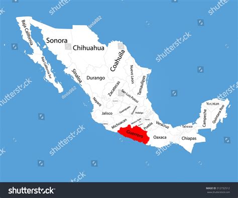 Guerrero Mexico Vector Map Silhouette Isolated Vector De Stock Libre