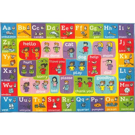 Kc Cubs Multi Color Kids Children Bedroom Abc Alphabet Asl Sign