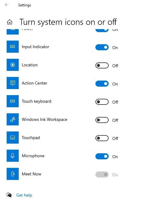 I Have Turn System Icons On Or Off Network Greyed Out Windows 10 On