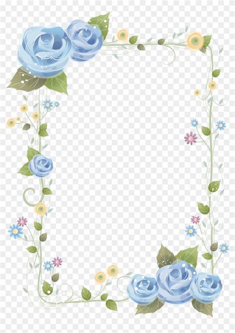 Borders And Frames Paper Flower Clip Art Flower Page Borders Blue