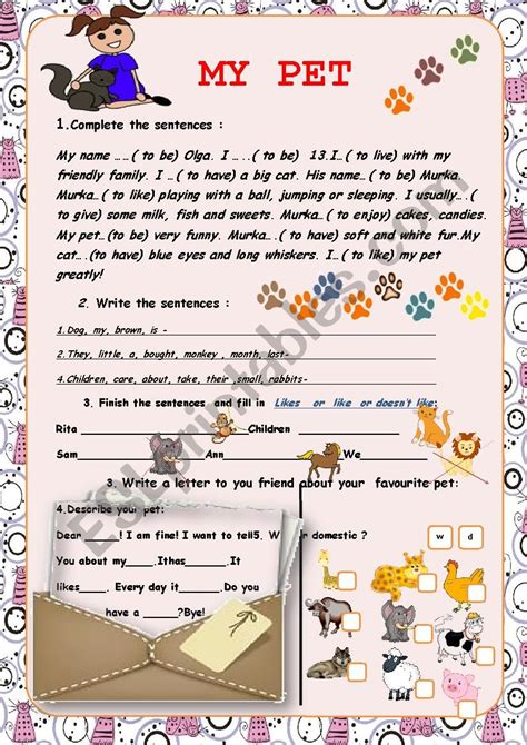 My Favourite Pet Esl Worksheet By Myemma