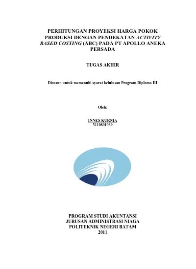 Saran Perhitungan Proyeksi Harga Pokok Produksi Dengan Pendekatan Hot