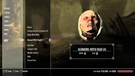 Why Cant I Throw Away Glenmoril Witch Heads Skyrim Youtube