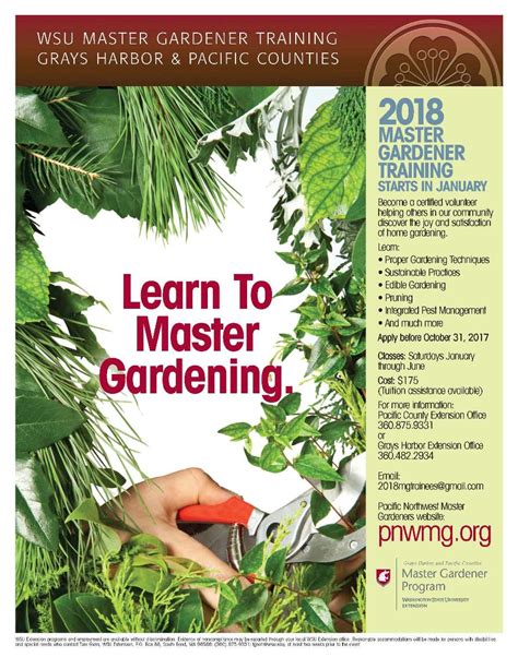 Preview Workshop For Master Gardener Training Grays Harbor County