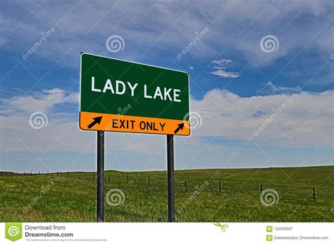 Us Highway Exit Sign For Lady Lake Stock Image Image Of Bright Open 122035047