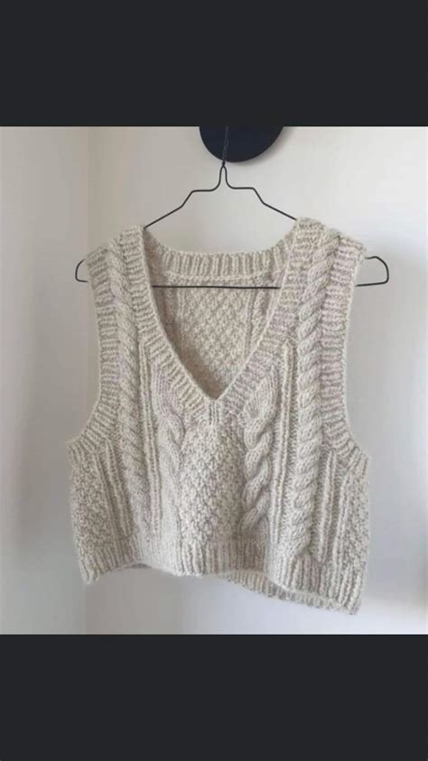 Cable Knit Sweater Vest Women Wool Chunky Vest Cropped Etsy