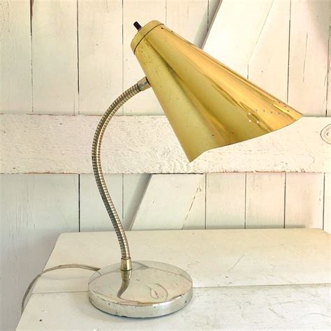 Vintage Desk Lamp MCM Gold Cone Gooseneck Mid Century Modern Etsy