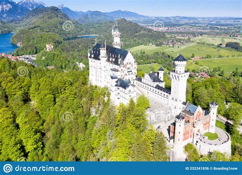 Schloss Neuschwanstein Castle Aerial View Architecture Alps Landscape