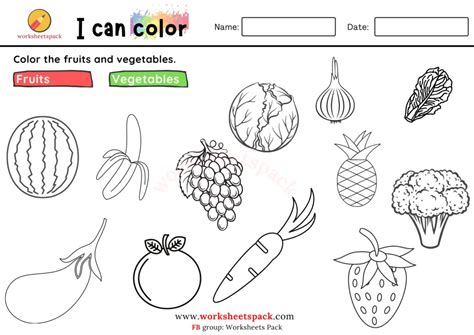 Printable Fruits And Vegetables Coloring Pages For Kids Worksheetspack
