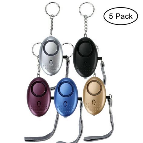 5 Pack Safe Sound Personal Alarm Keychain With Led Light Key 140db