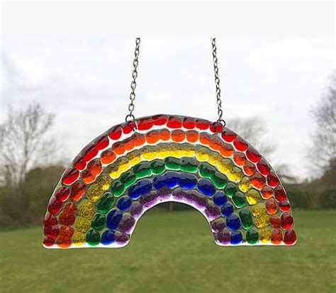 Handmade Glass Rainbow Suncatcher Fused Glass Etsy Uk