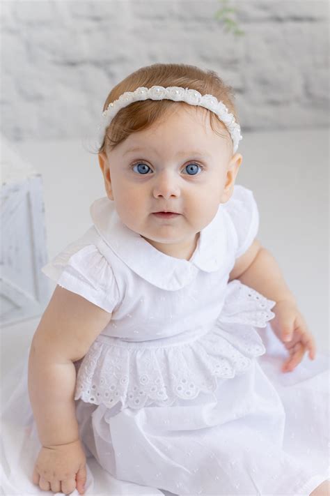 Mininio Kız Bebek Beyaz Bebe Yaka Elbise