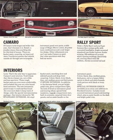 Gm 1969 Chevy Camaro Sales Brochure 1969 Chevy Camaro Camaro