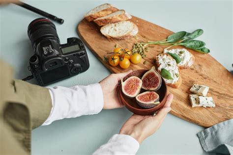 Food Photographer Setting Scene Stock Image Image Of Meal