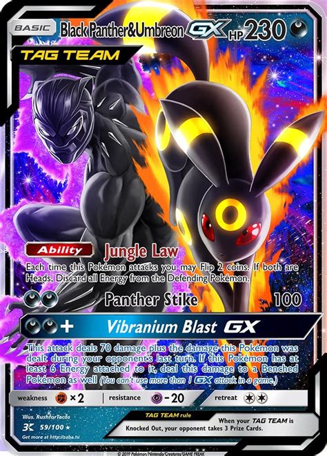 Black Panther And Umbreon Gx Custom Pokemon Card Fake Pokemon Cards