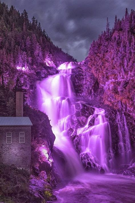 Ouiatchouan Falls Val Jalbert Canada Waterfall Shades Of Purple