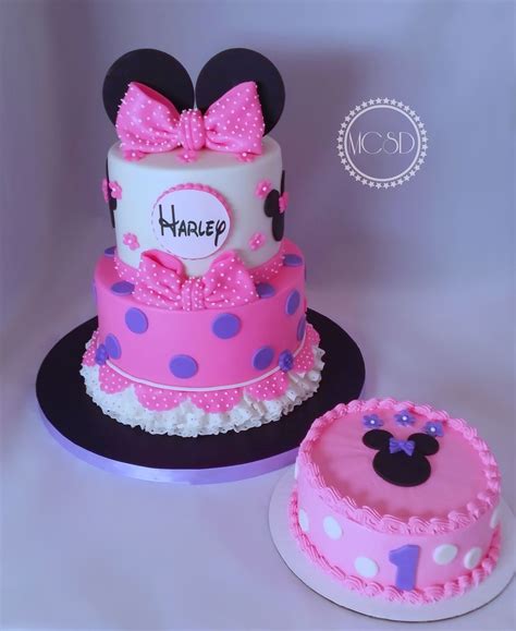 Minnie Mouse 1st Birthday Cake And Smash Cake Minnie Mouse Birthday Cakes 1st Birthday Cake